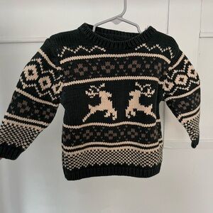 Kids green and Cream Patterned Sweater